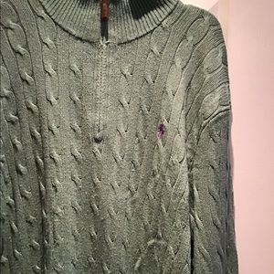 Men’s Green Polo XXL 1/4 zip Sweater purple pony